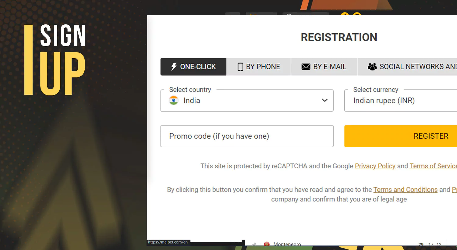 Melbet Registration